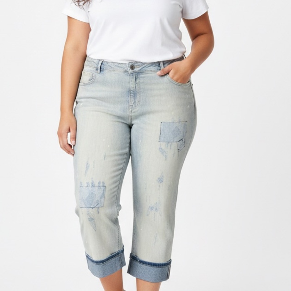 Lane Bryant Genius Fit Crop Cuffed Jeans Women’s Plus Size 24 Light Wash